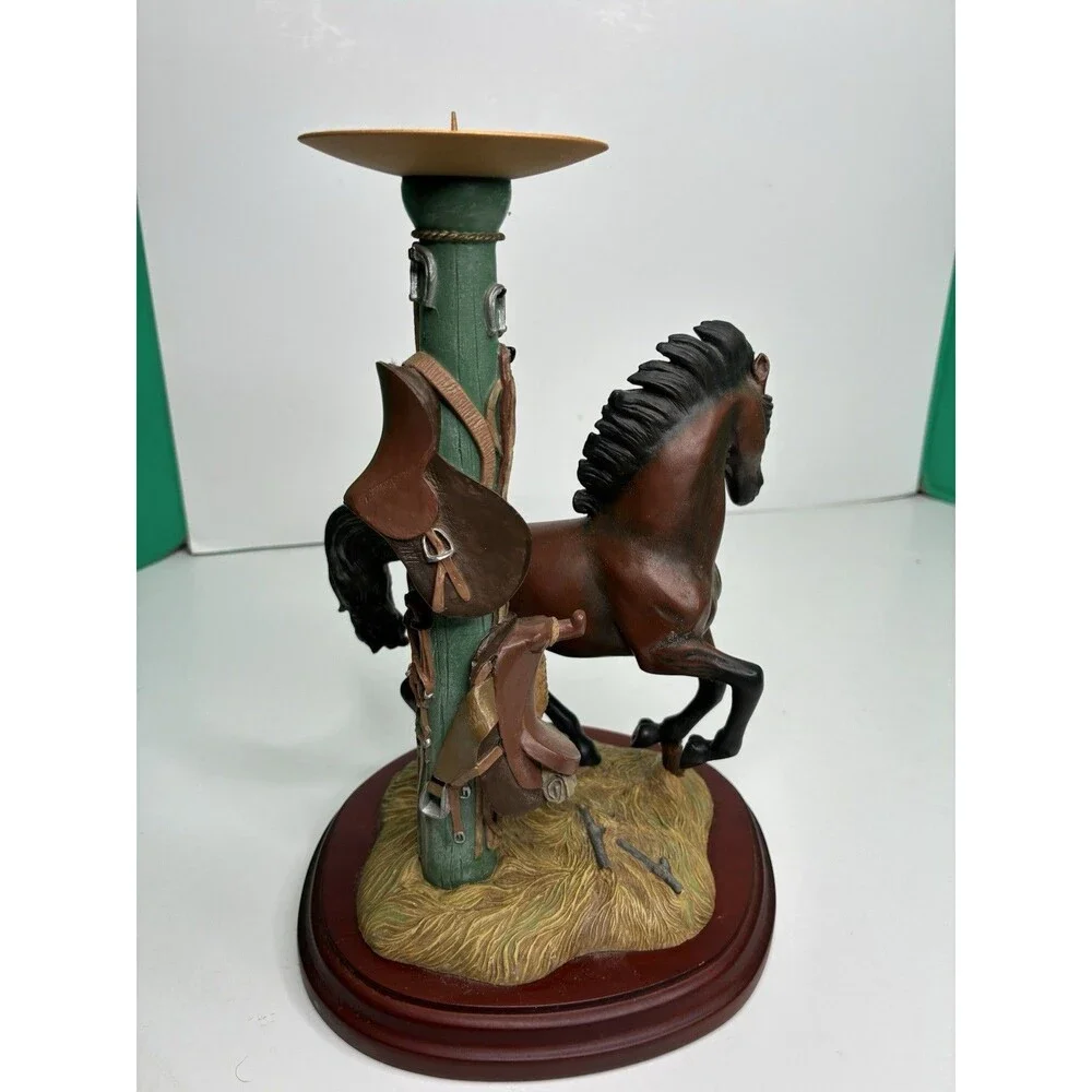 Danbury Mint Noble Brown Stallion Candlestick Holder By Gianni Benveuti